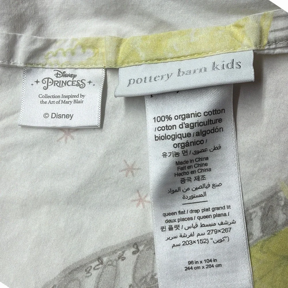 Pottery Barn Disney Princesses Queen Flat Sheet 100% Organic Cotton Replacement